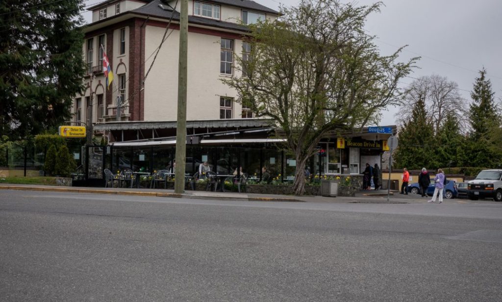 Out front of the Beacon Drive In Restaurant in Victoria, BC