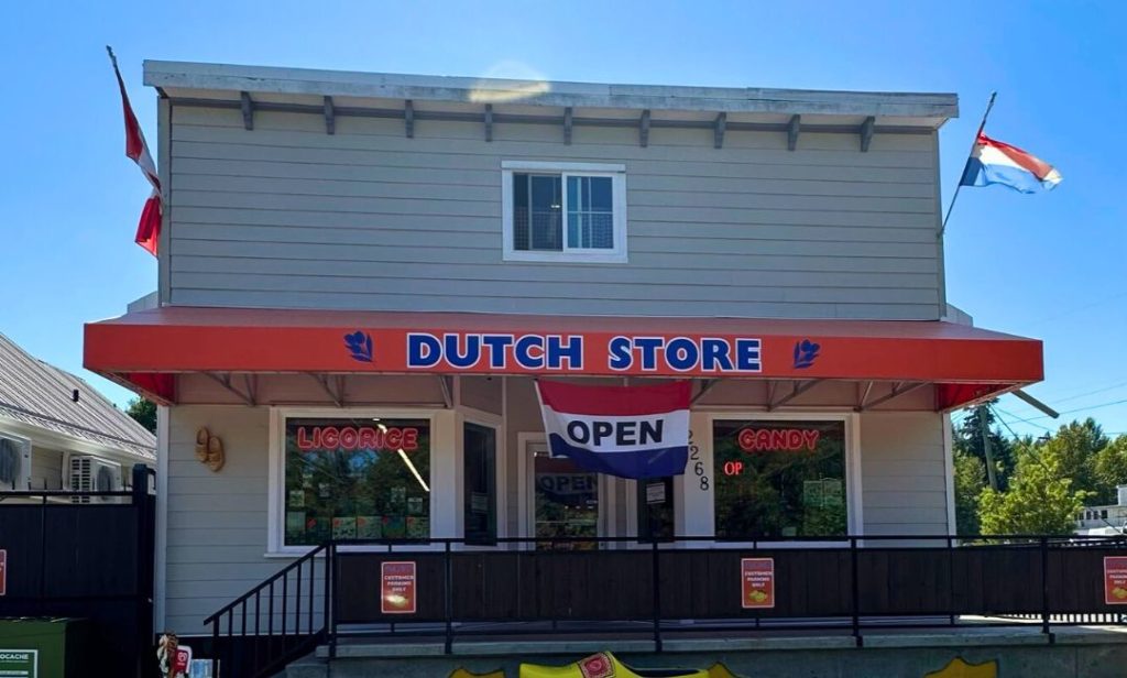 Out front of the Dutch Import store at Coombs in Parksville, BC