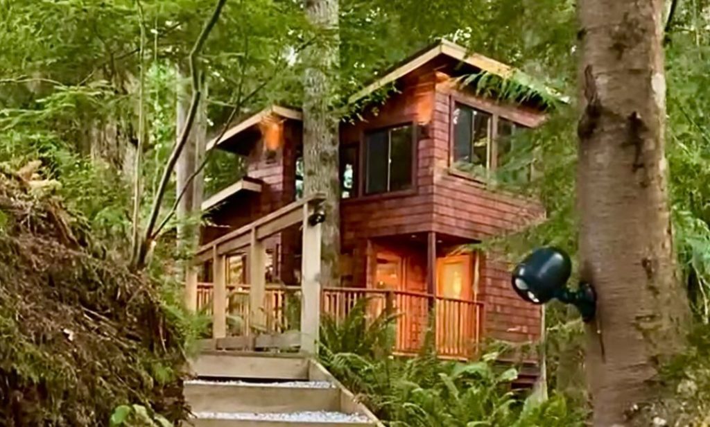 Walkway to the East Sooke Treehouse airbnb in East Sooke, BC