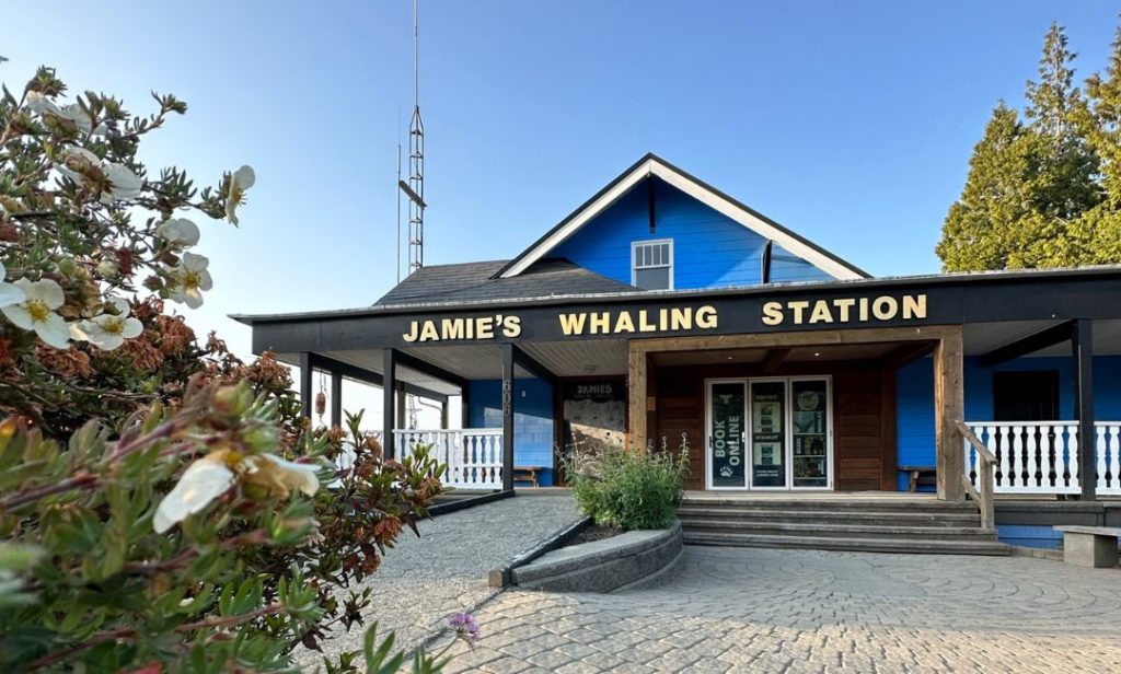 Out front of Jamie's Whaling Station in Tofino, BC