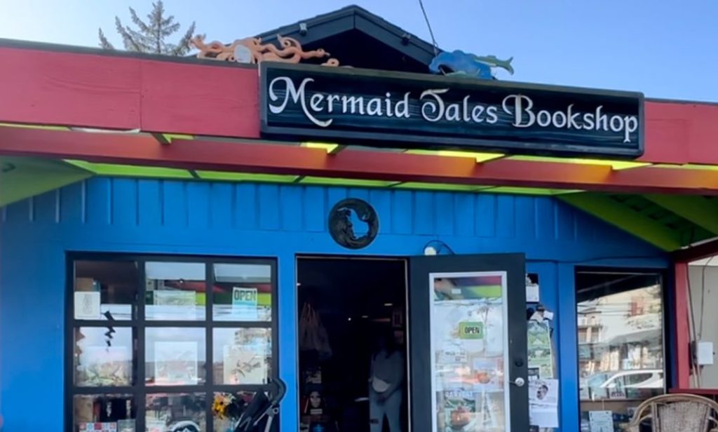 Outside of Mermaid Tales Bookshop in Tofino, BC