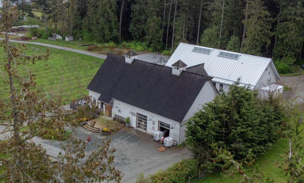 Overhead view of Sea Cider Farm and Ciderhouse in Victoria, BC