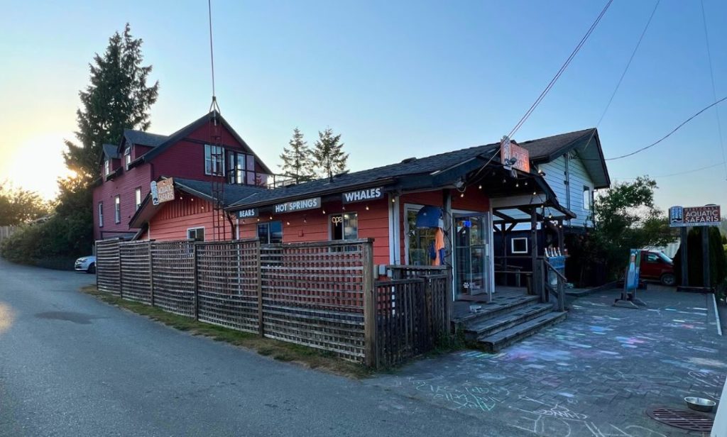 Outside of the West Coast Aquatic Safaris in Tofino, BC