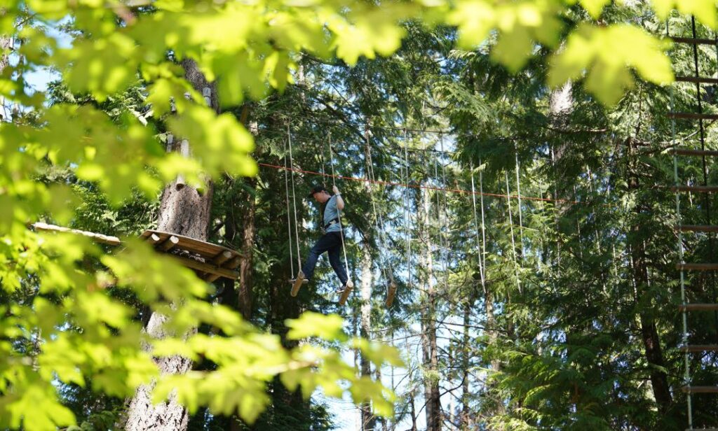 Up in the trees at WildPlay Victoria in Victoria, BC