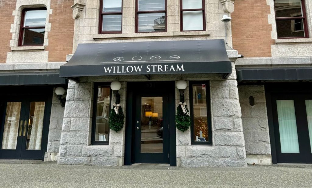 Out front of the Willow Stream Spa at the Fairmont Empress in Victoria, BC