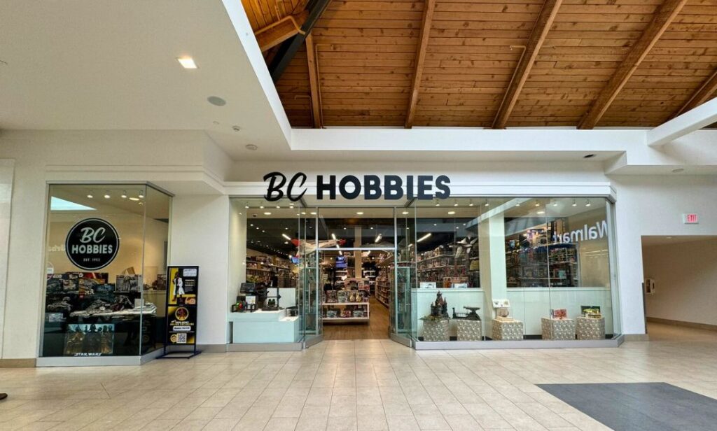 Outside of the BC Hobbies store located at Hillside shopping centre in Victoria, BC