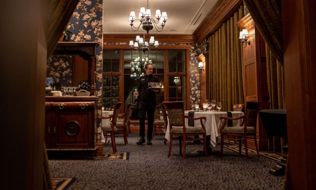 Inside view of the Oak Bay Dining Room in Oak Bay, BC