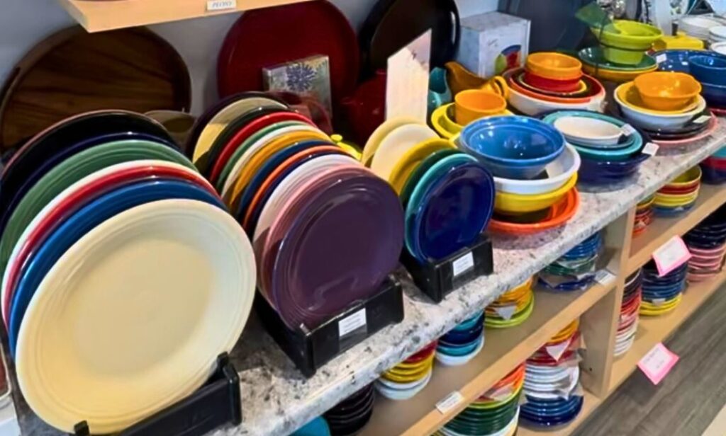 Colourful plates at Penna & Co Kitchen & Giftwares in Victoria, BC